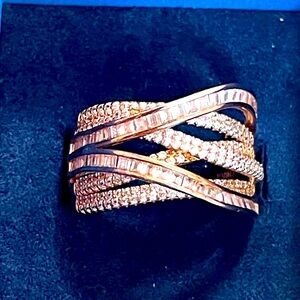 925 sterling silver ring with cubic zirconia gilded size 10